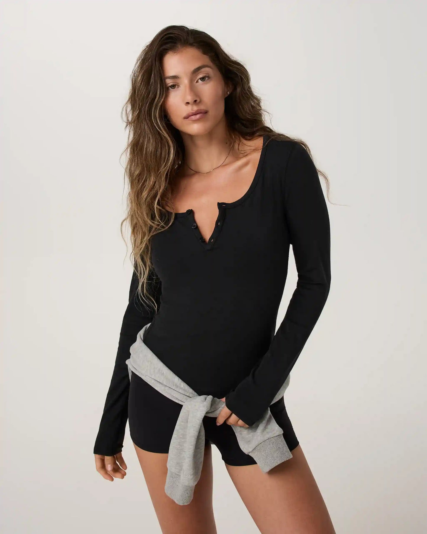 Long Sleeve Everyday Cotton Stretch Henley