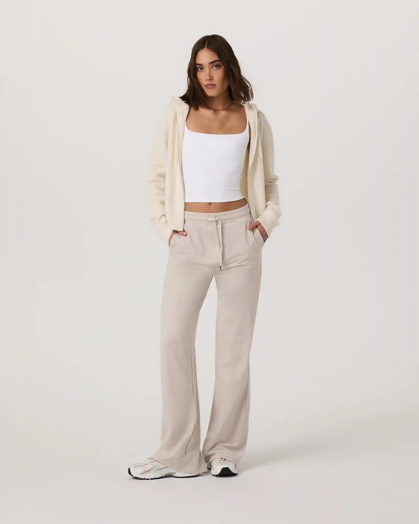 Émilie Full Zip Cashmere Rib Hoodie