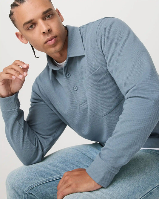 Long Sleeve Waffle Polo