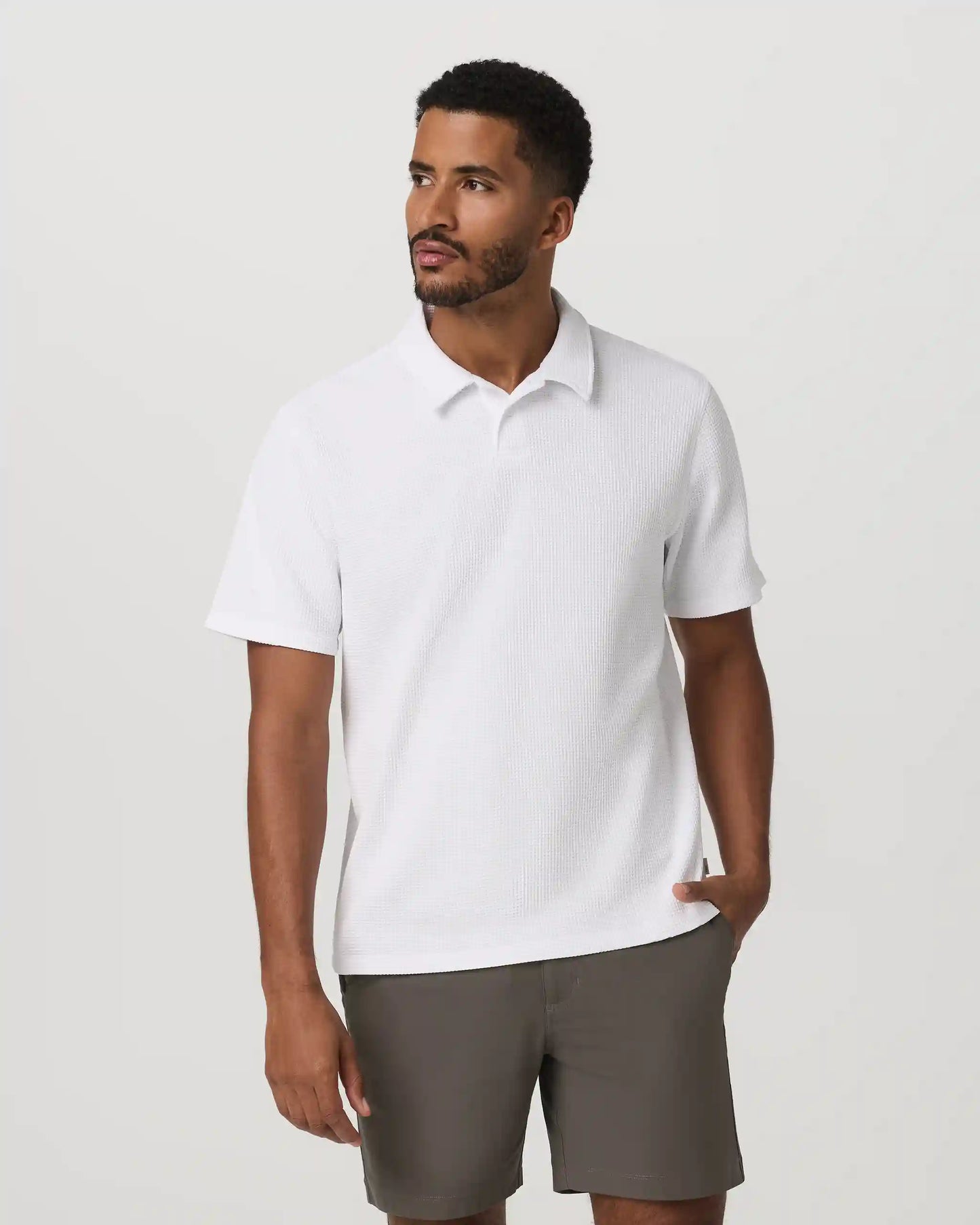 Short Sleeve Lightweight Tech Waffle Polo - Relaxed Fit