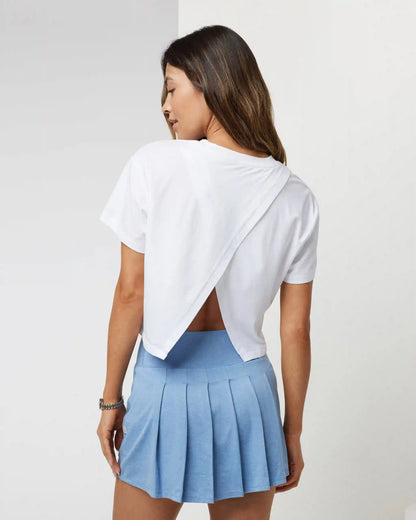 Short Sleeve Feather Cross Back