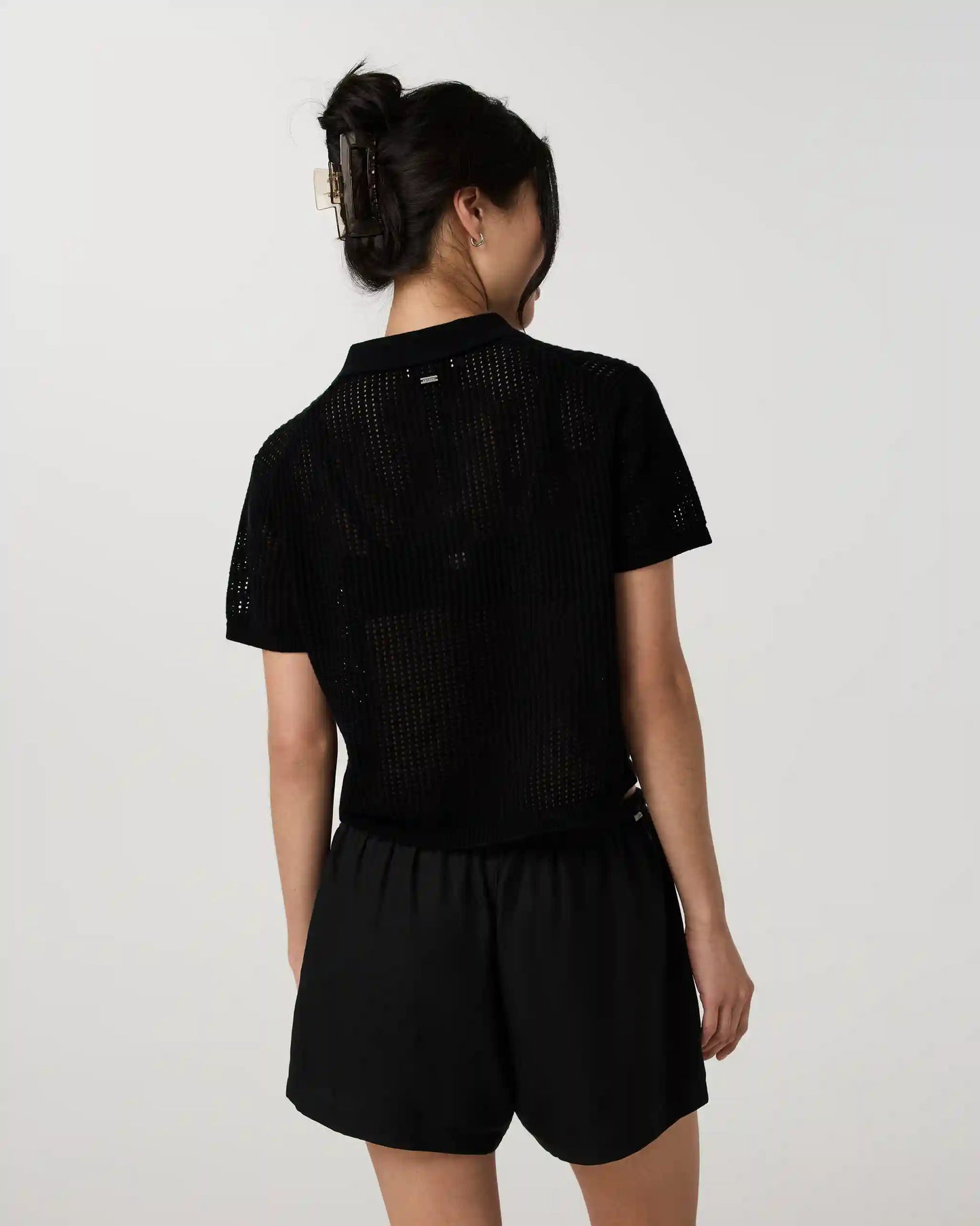 Short Sleeve Knitted Mesh Polo