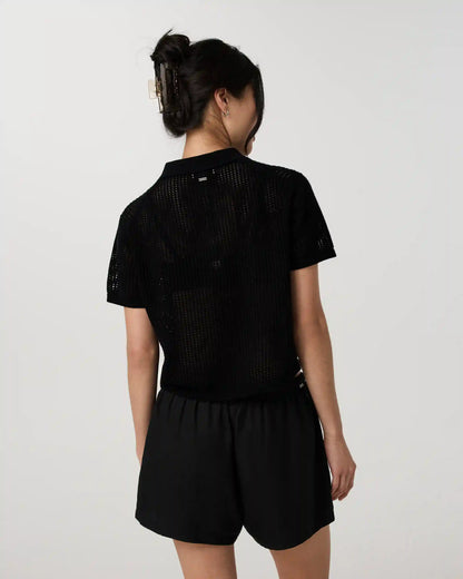 Short Sleeve Knitted Mesh Polo
