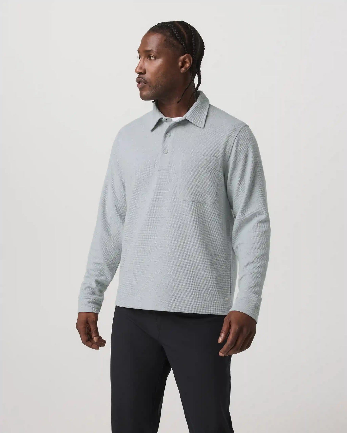 Long Sleeve Waffle Polo