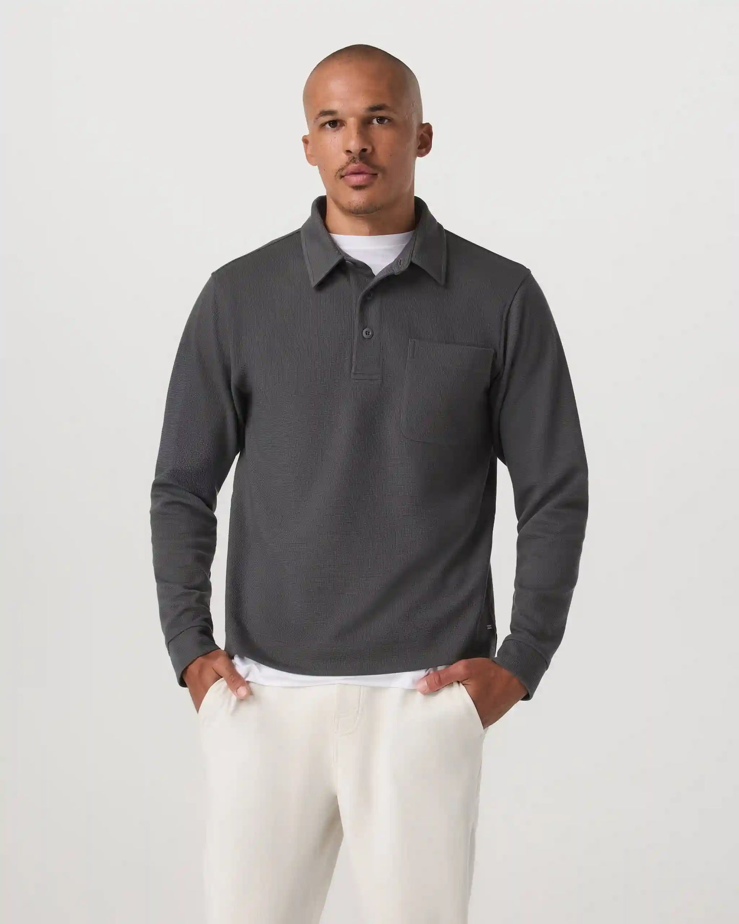 Long Sleeve Waffle Polo
