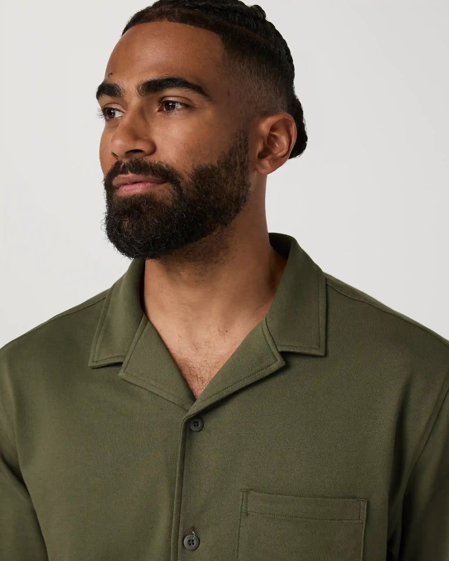 Short Sleeve Knit Oxford Camp Collar Button Down