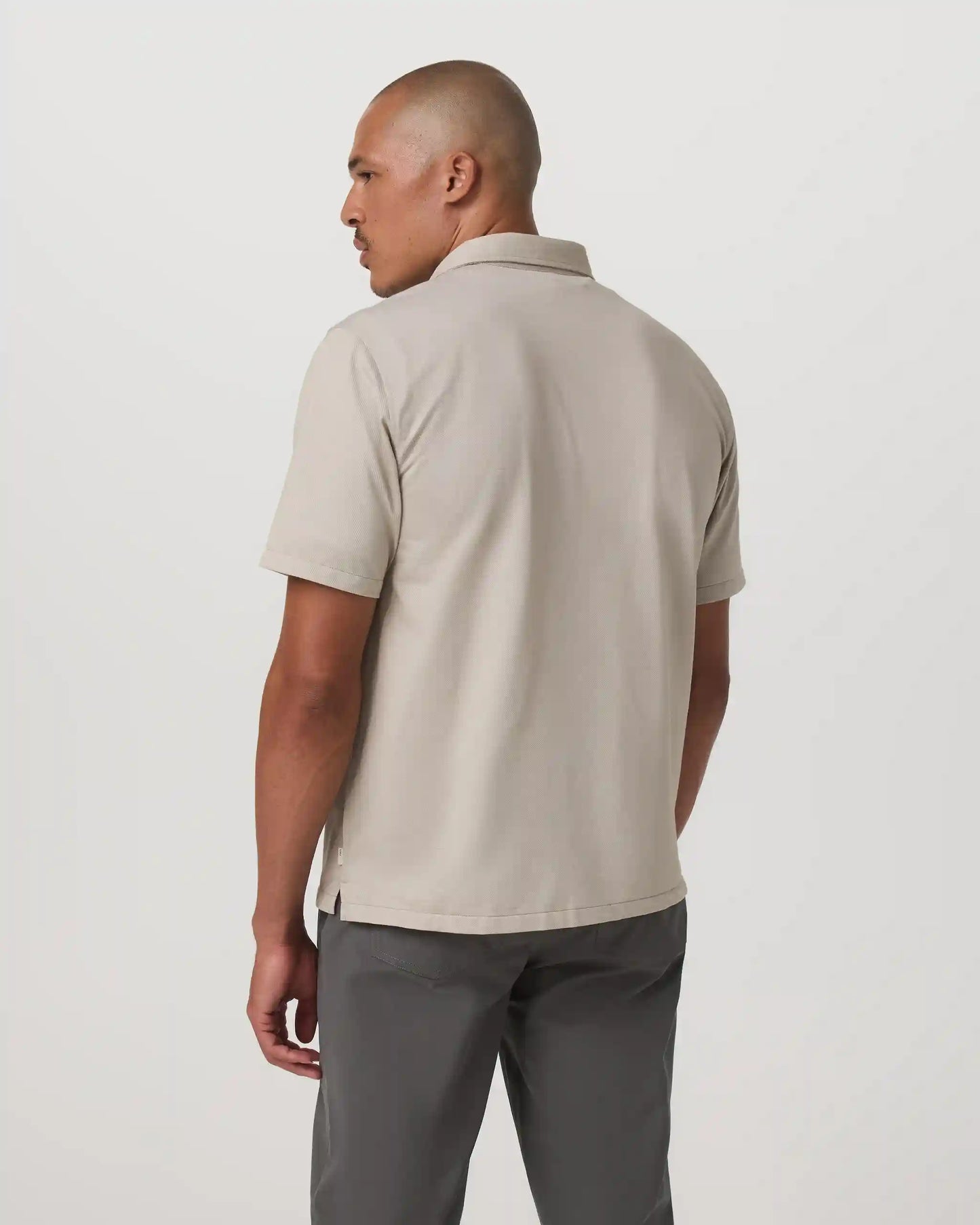 Short Sleeve Knit Oxford Camp Collar Button Down