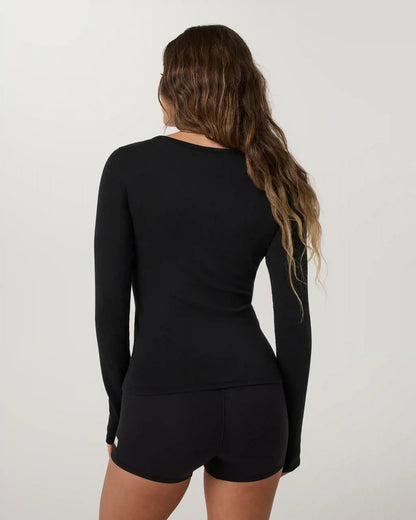 Long Sleeve Everyday Cotton Stretch Henley