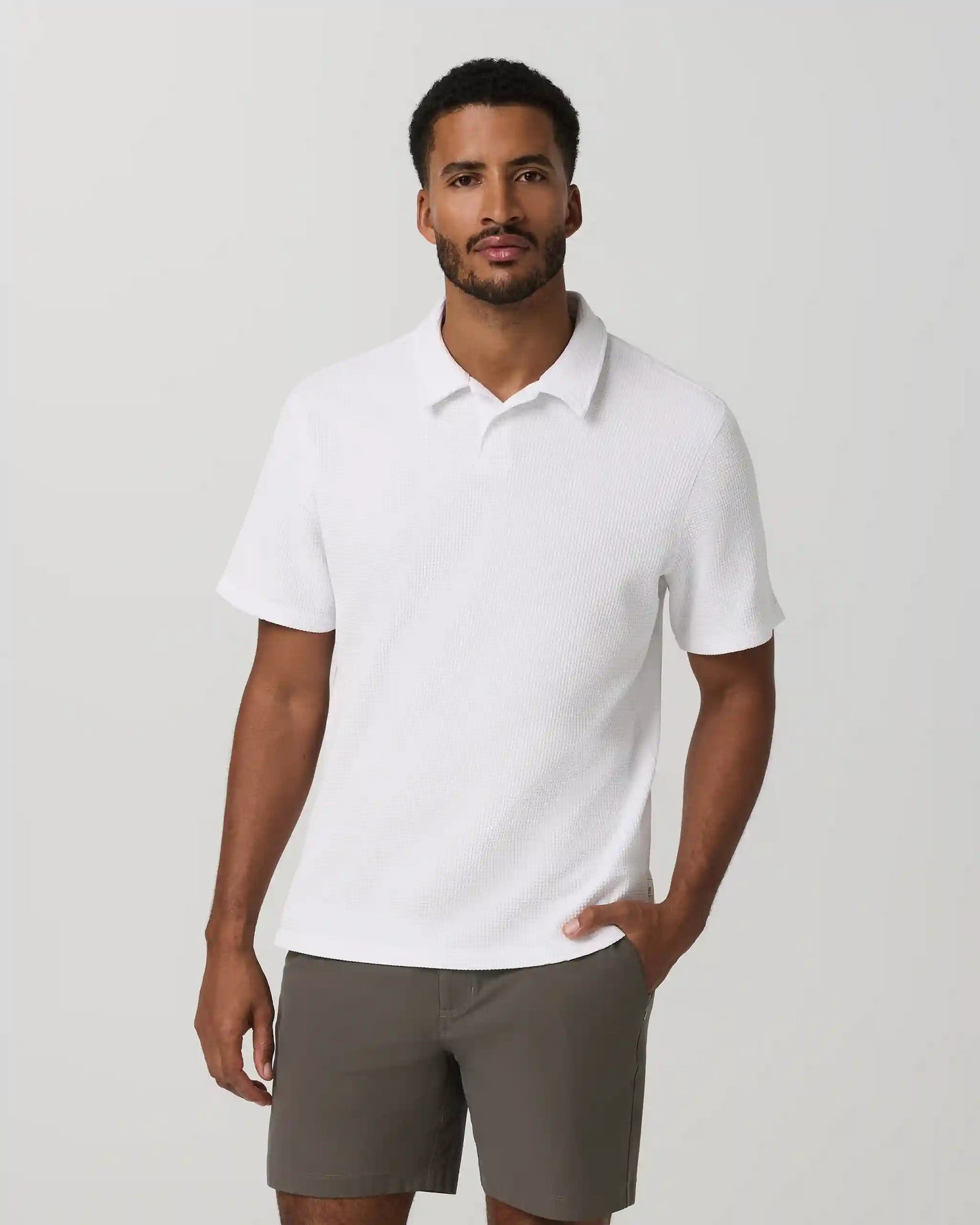 Short Sleeve Lightweight Tech Waffle Polo - Relaxed Fit