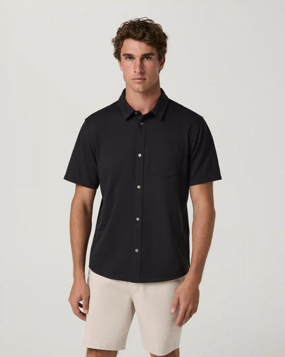 Short Sleeve Knit Oxford Button Down