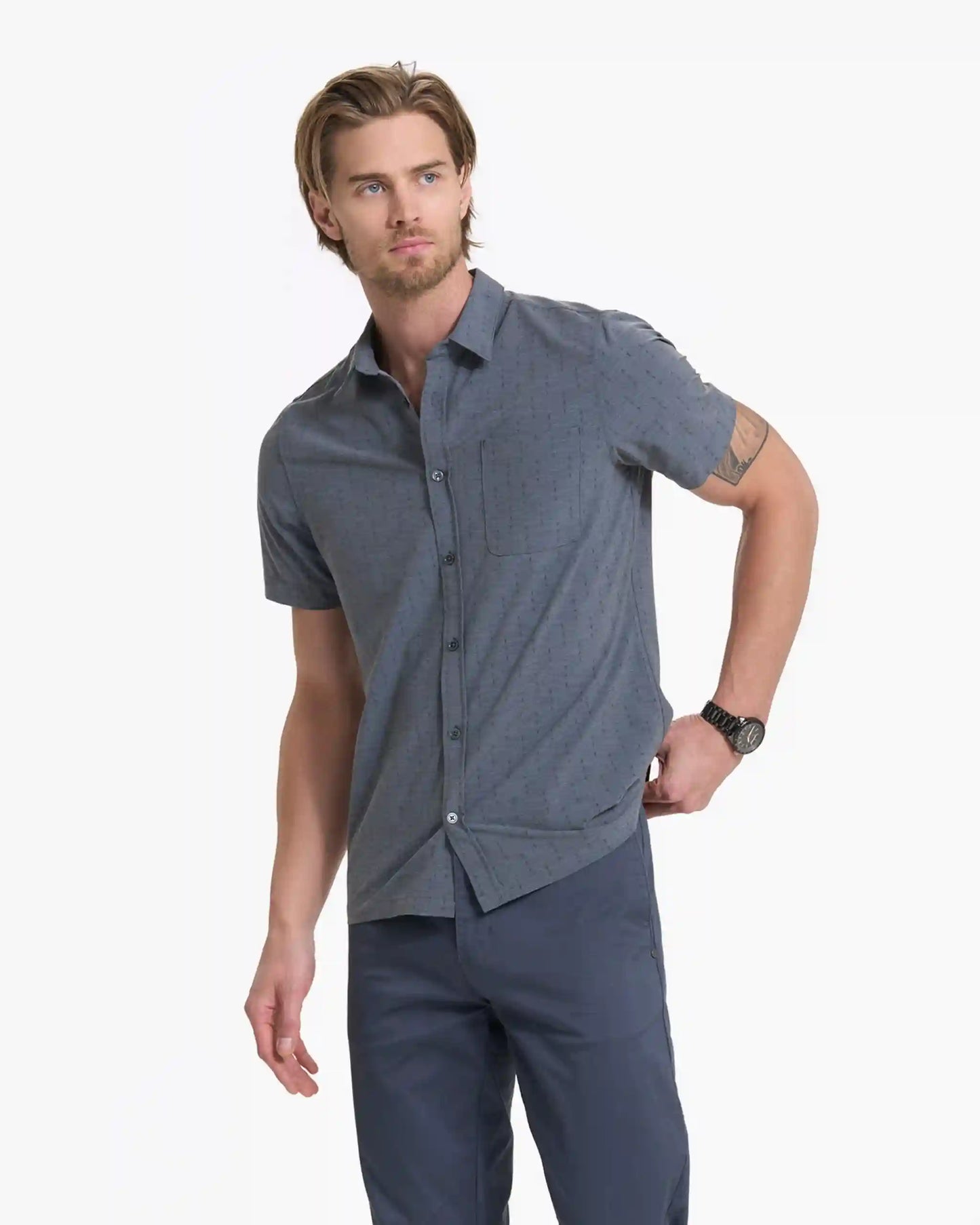 Short-Sleeve Bridge Button Down