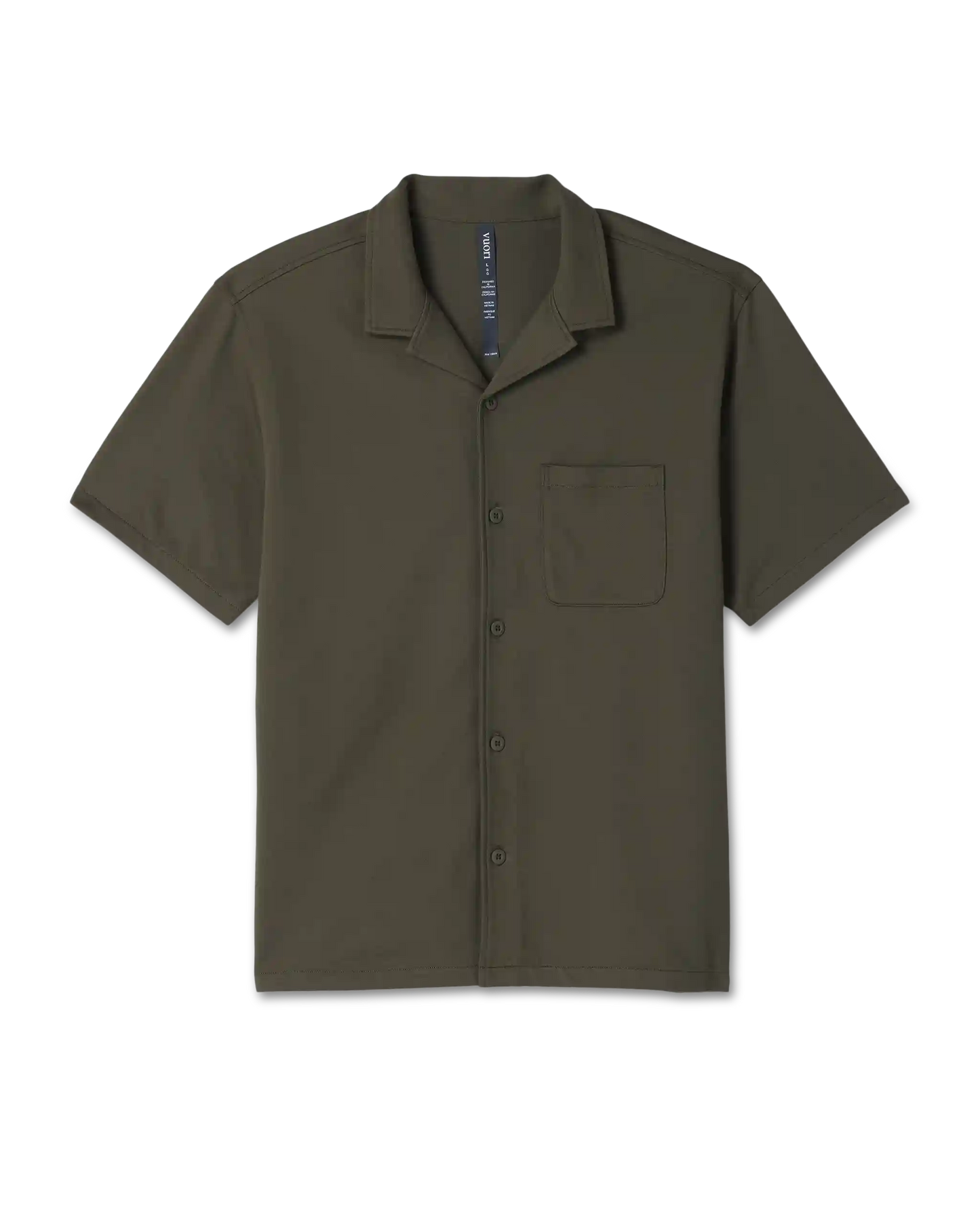 Short Sleeve Knit Oxford Camp Collar Button Down