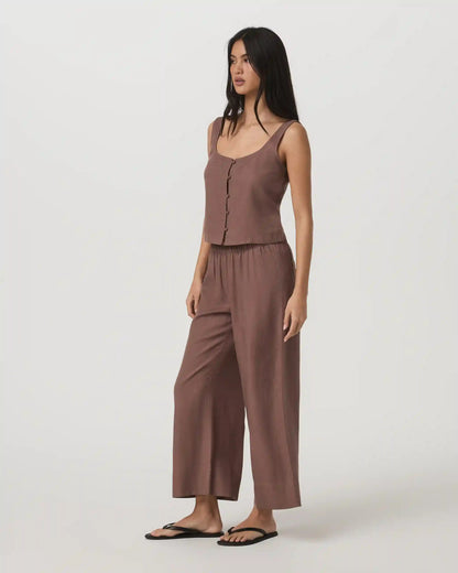 Trestles Twill Button Front Top