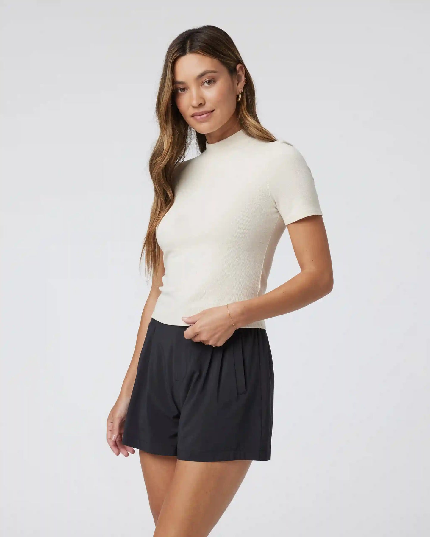 Short Sleeve Pose Mock Neck
