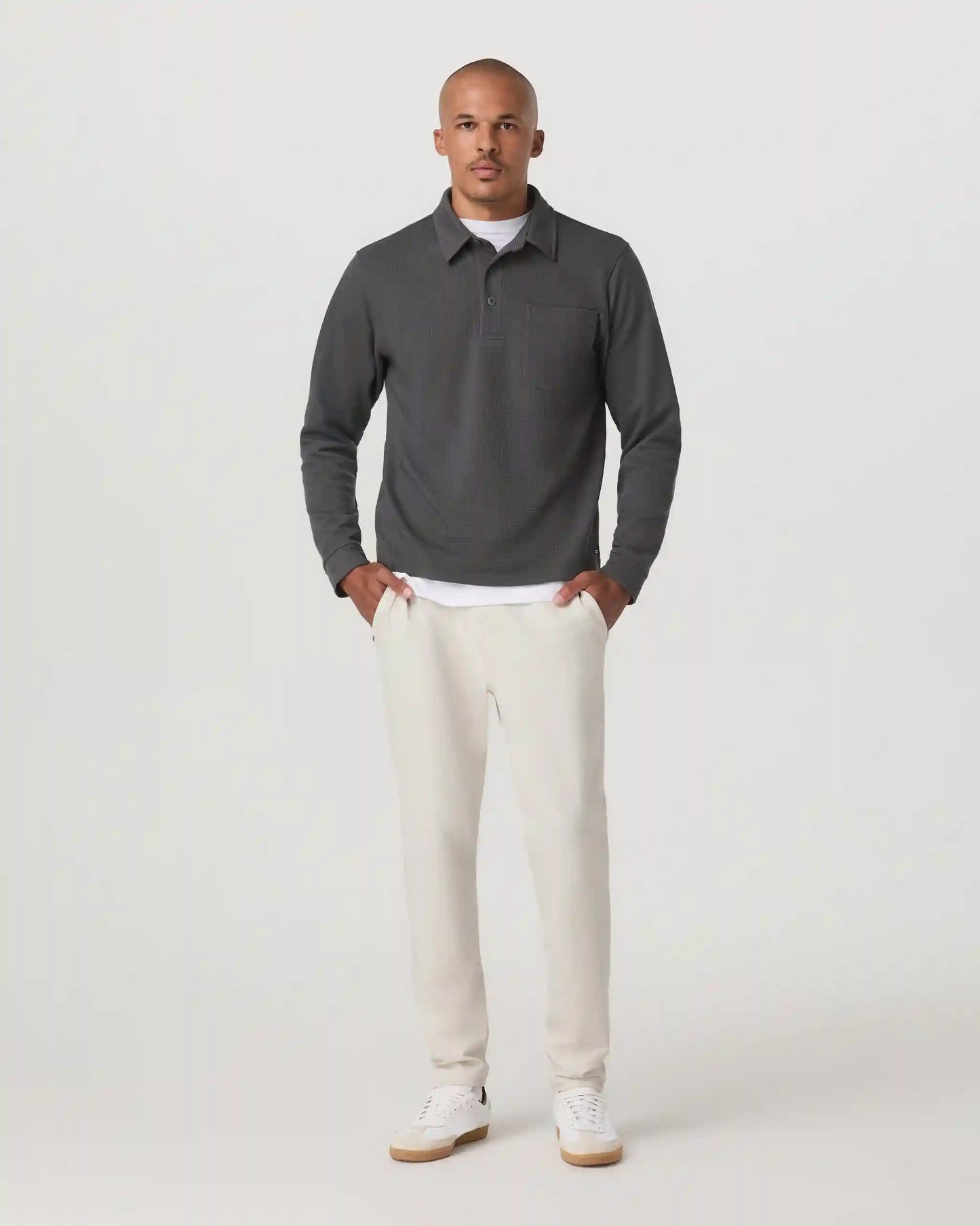 Long Sleeve Waffle Polo