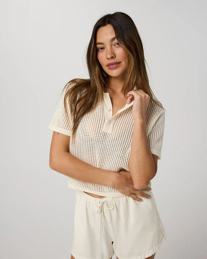 Short Sleeve Knitted Mesh Polo