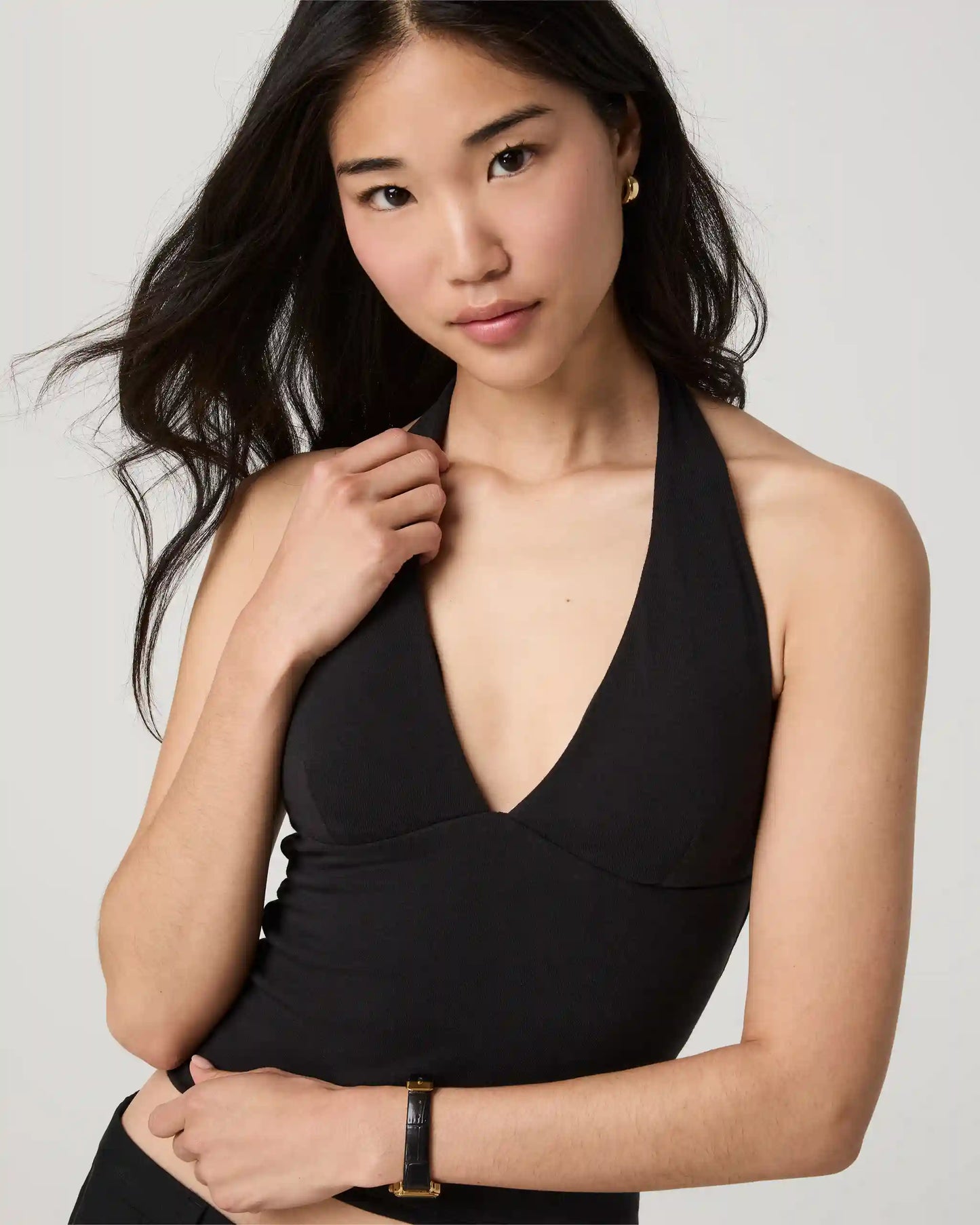 Everyday Cotton Stretch Plunge Halter