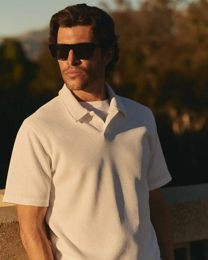 Short Sleeve Lightweight Tech Waffle Polo - Relaxed Fit