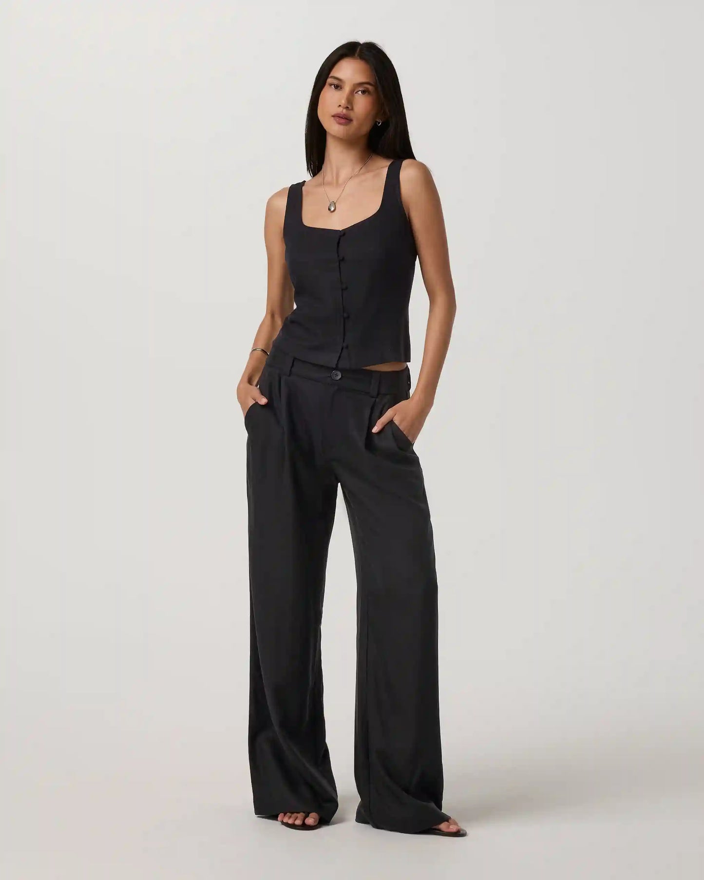 Trestles Twill Button Front Top