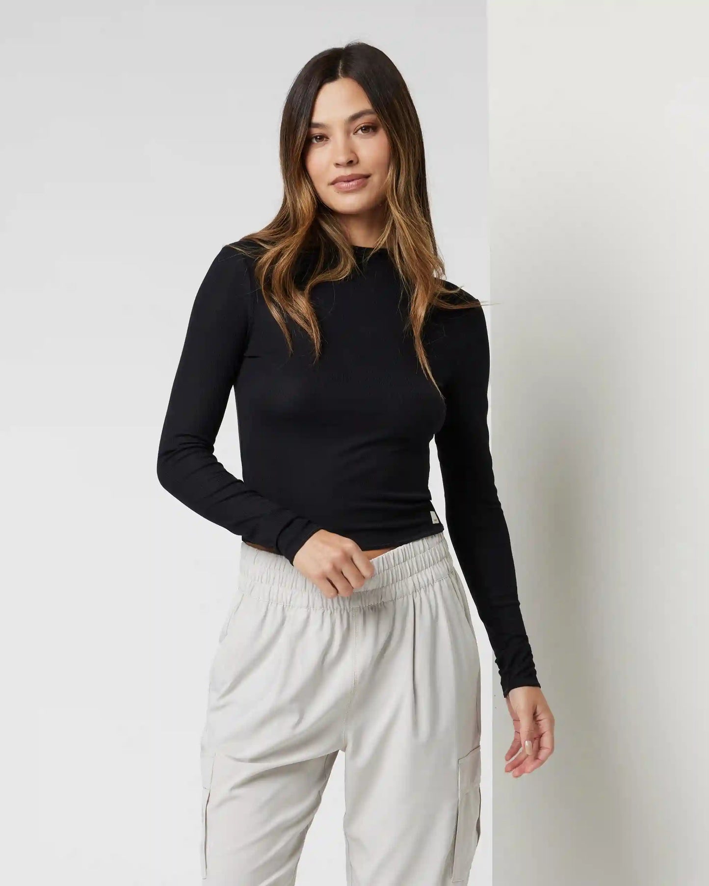 Long Sleeve Cove Mock Neck Top