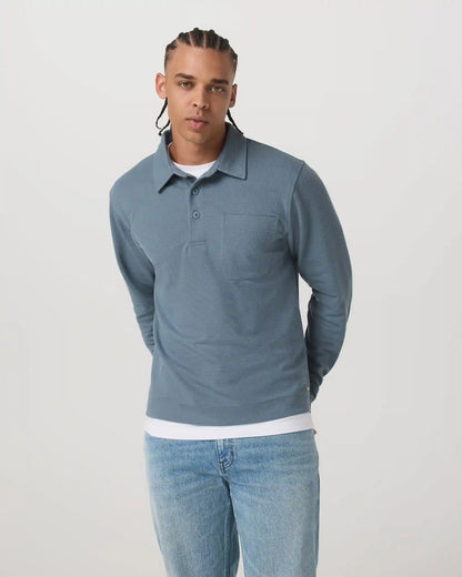 Long Sleeve Waffle Polo