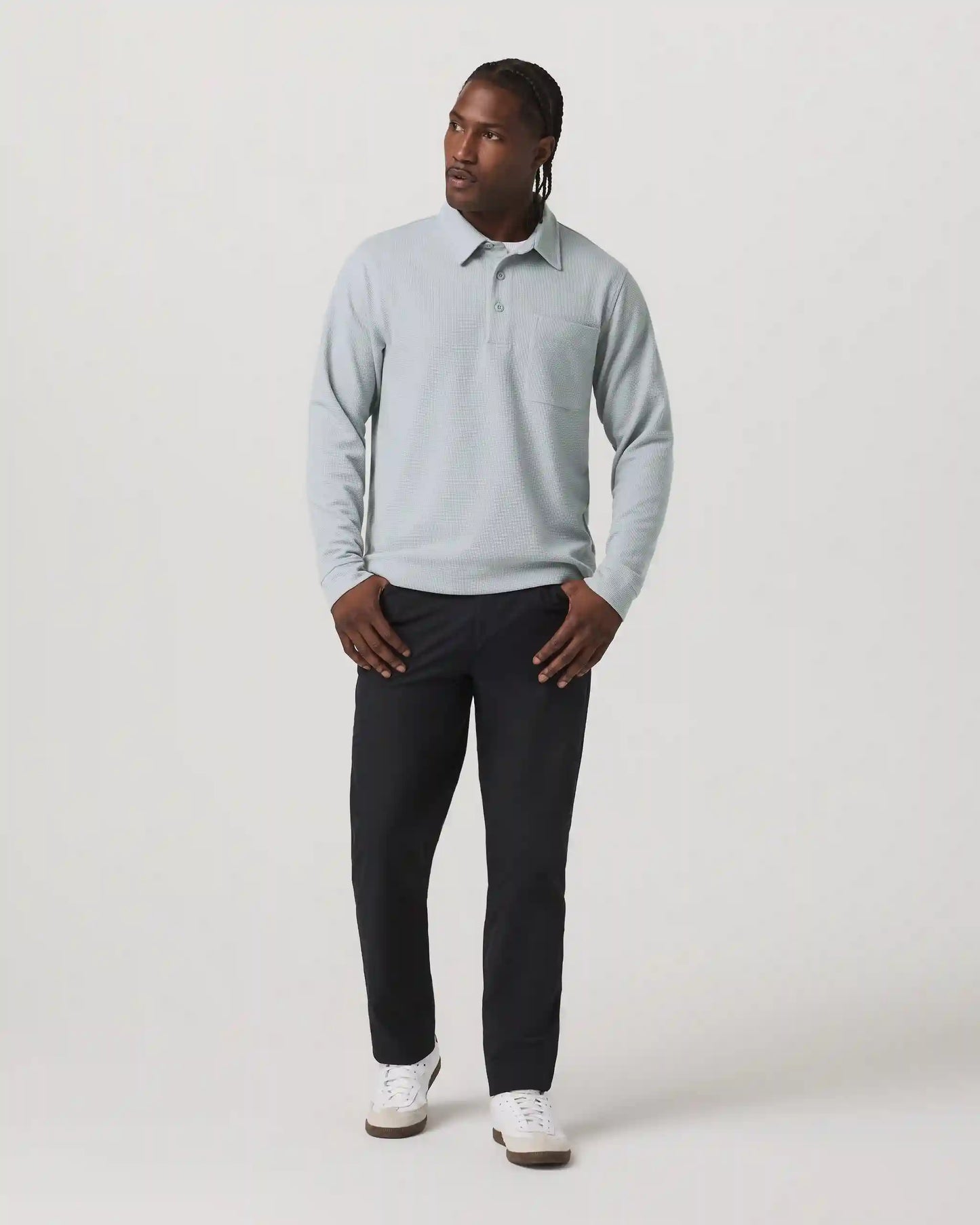 Long Sleeve Waffle Polo