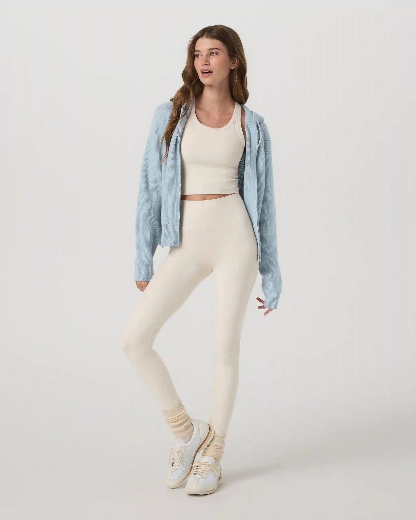 Émilie Full Zip Cashmere Rib Hoodie