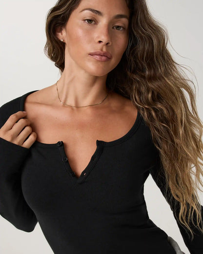 Long Sleeve Everyday Cotton Stretch Henley