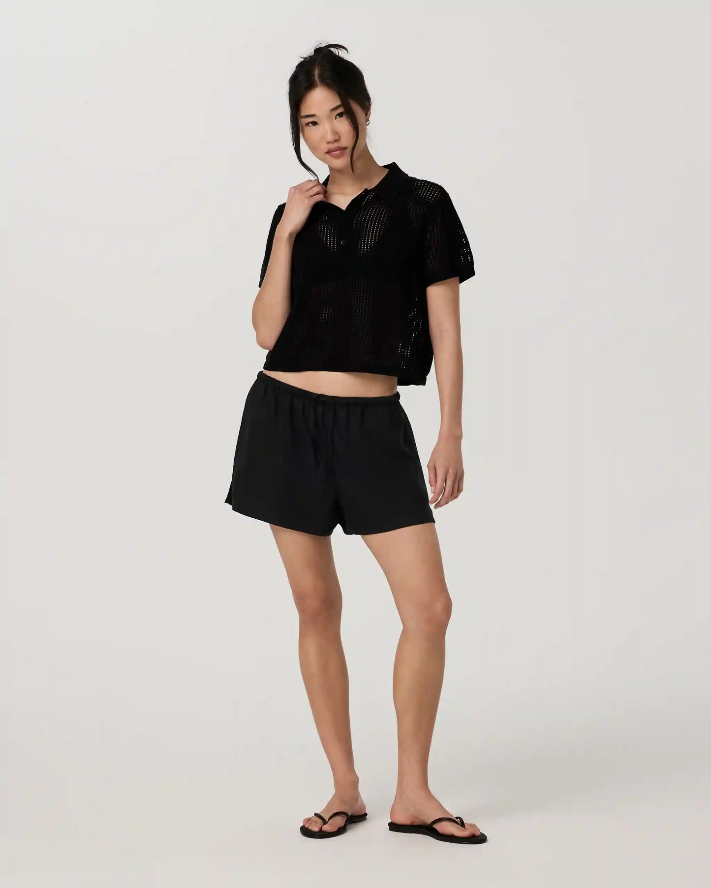 Short Sleeve Knitted Mesh Polo