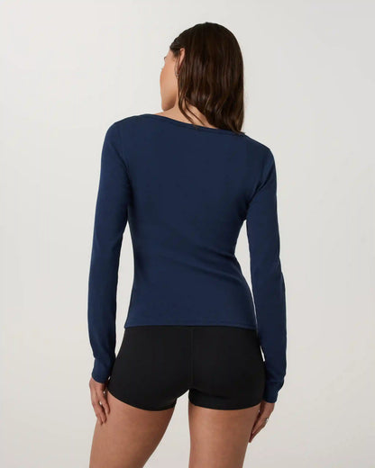 Long Sleeve Everyday Cotton Stretch Henley