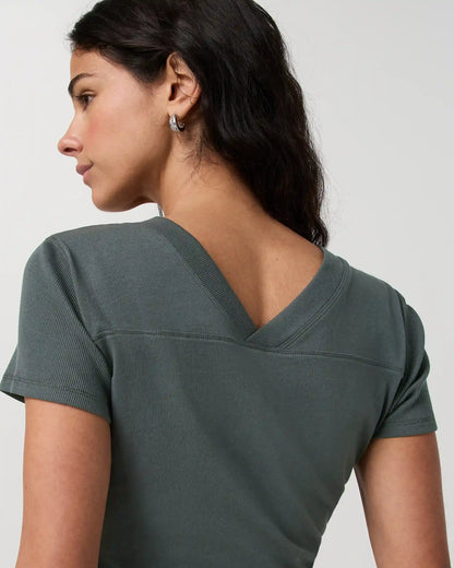 Short Sleeve Tuvalu Double V Neck