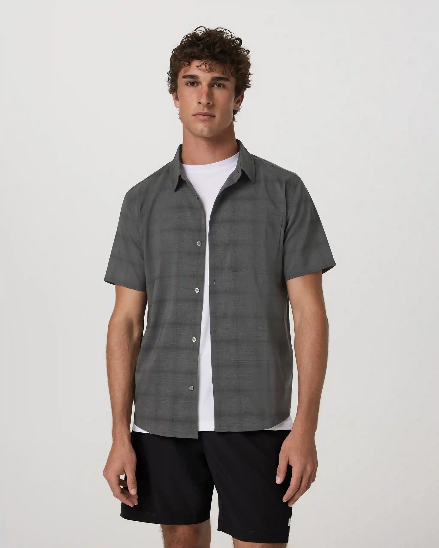 Short Sleeve Plaid Button Down Shirt