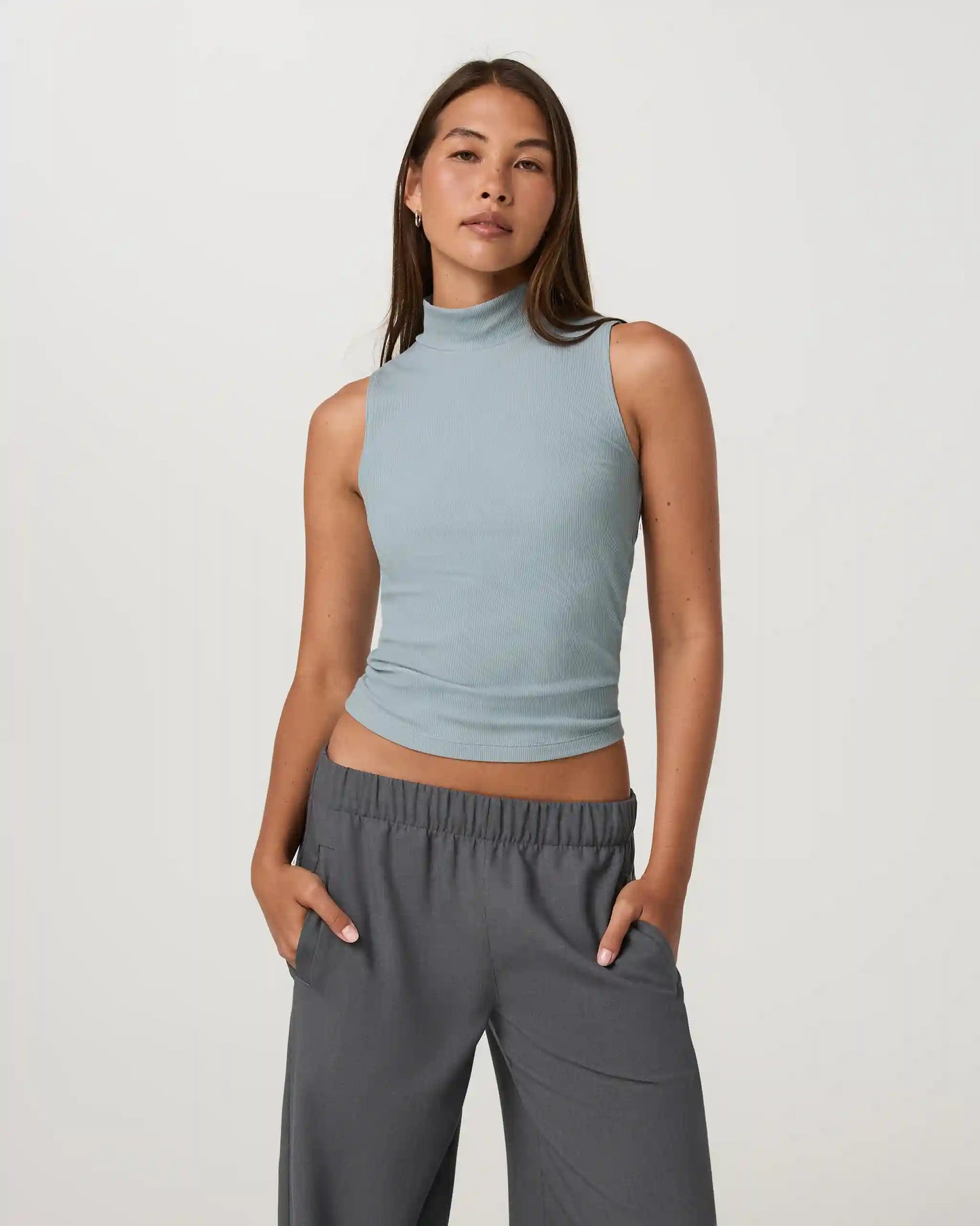 Cottony Rib Mock Neck Tank