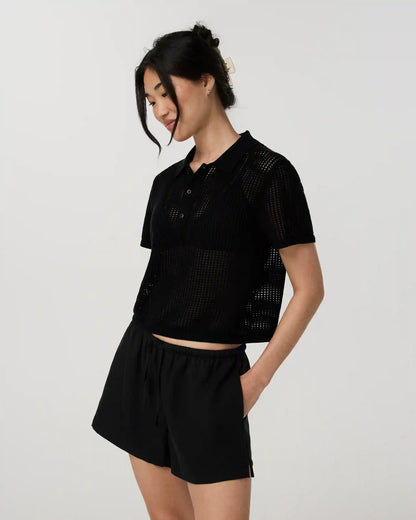 Short Sleeve Knitted Mesh Polo