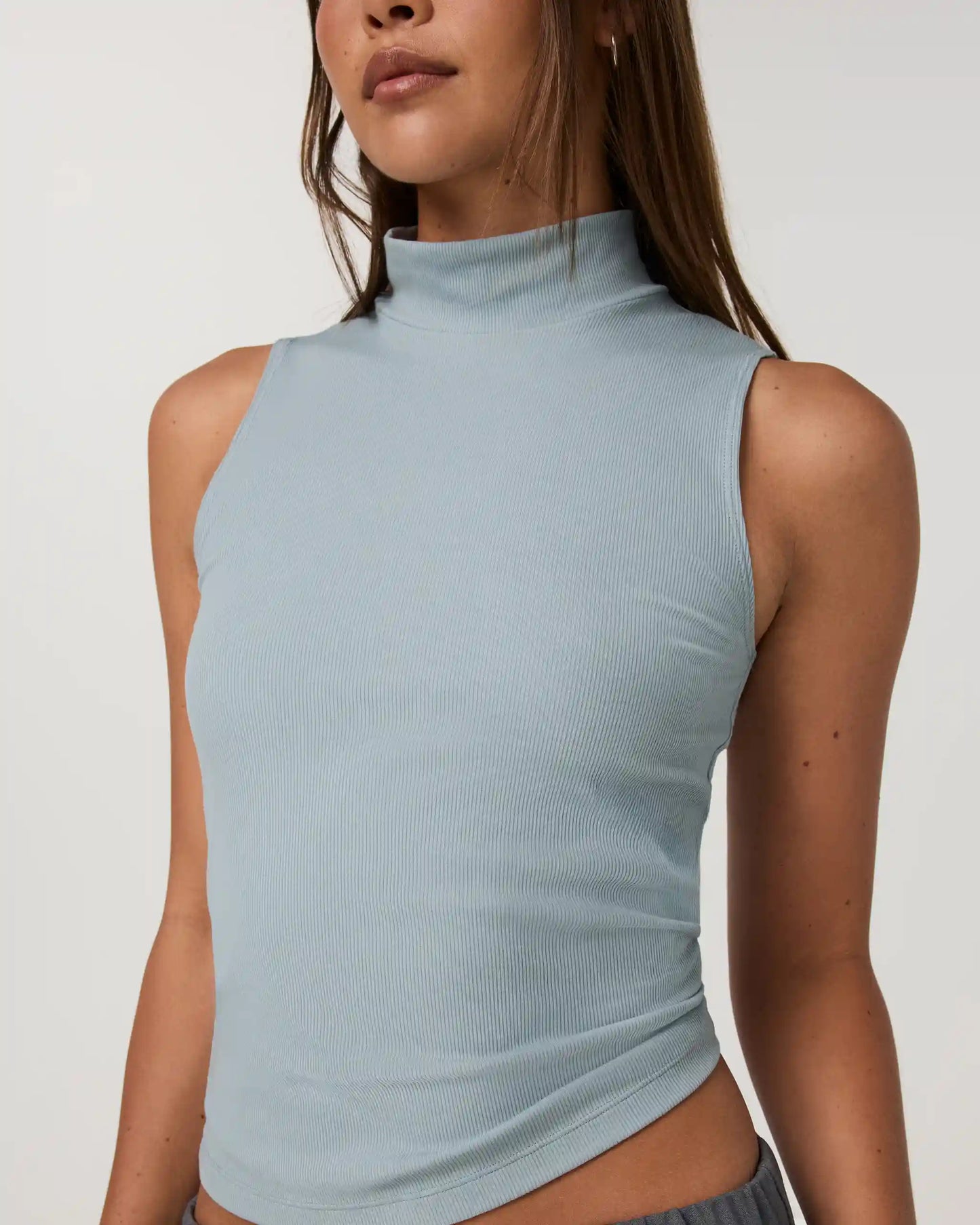 Cottony Rib Mock Neck Tank