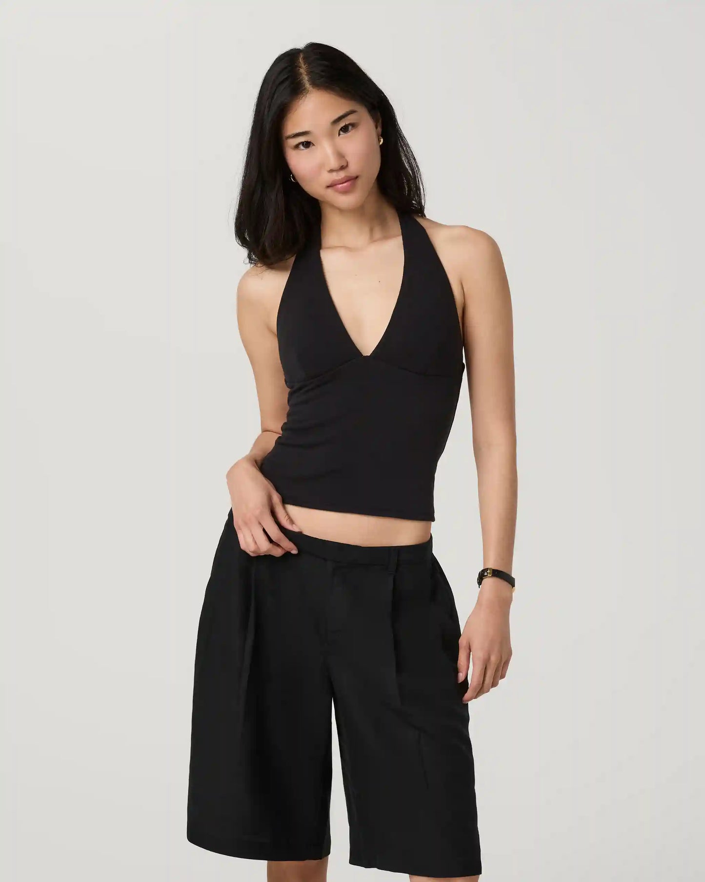 Everyday Cotton Stretch Plunge Halter