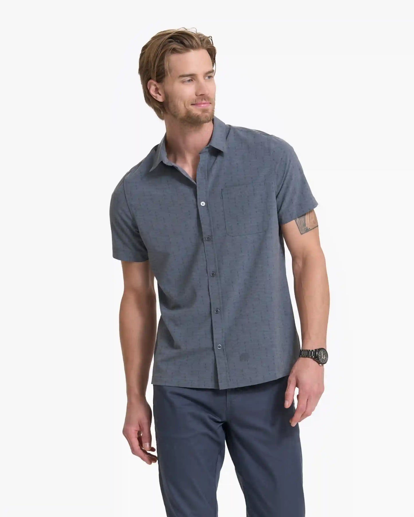 Short-Sleeve Bridge Button Down
