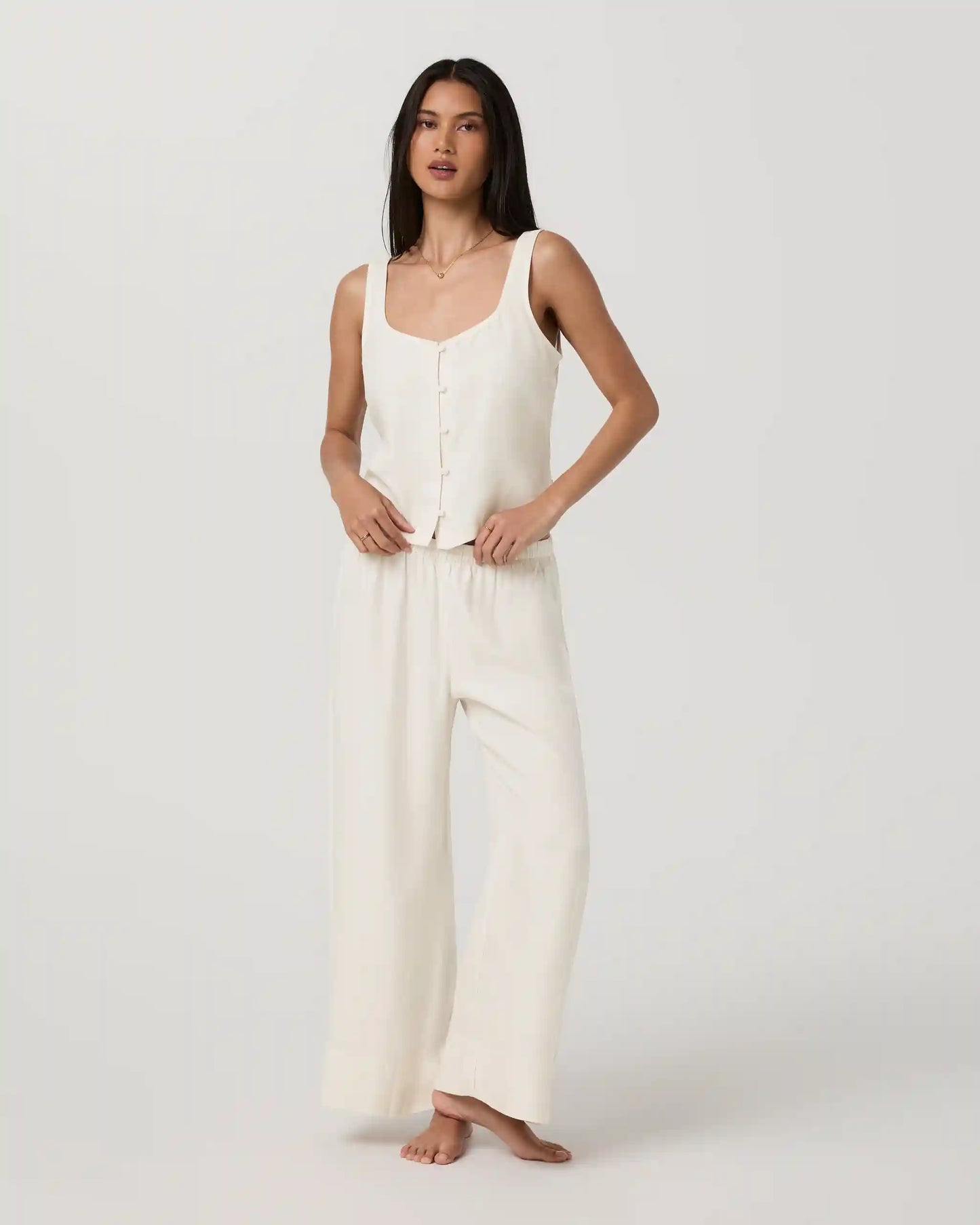 Trestles Twill Button Front Top