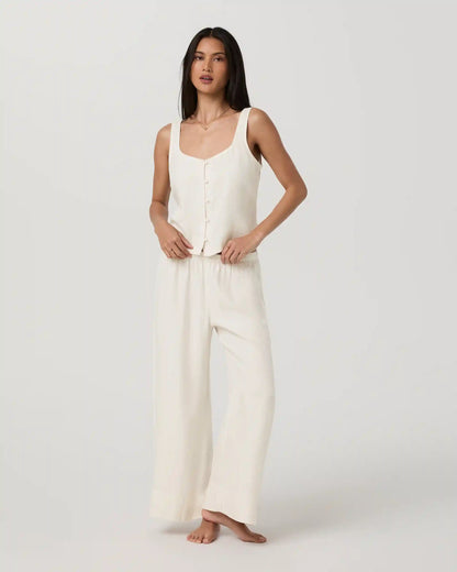 Trestles Twill Button Front Top