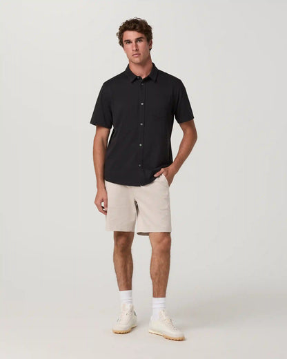 Short Sleeve Knit Oxford Button Down
