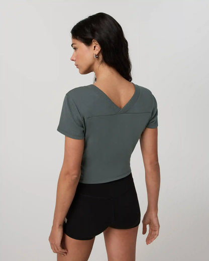 Short Sleeve Tuvalu Double V Neck
