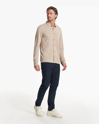 Long Sleeve Knit Twill Button Down