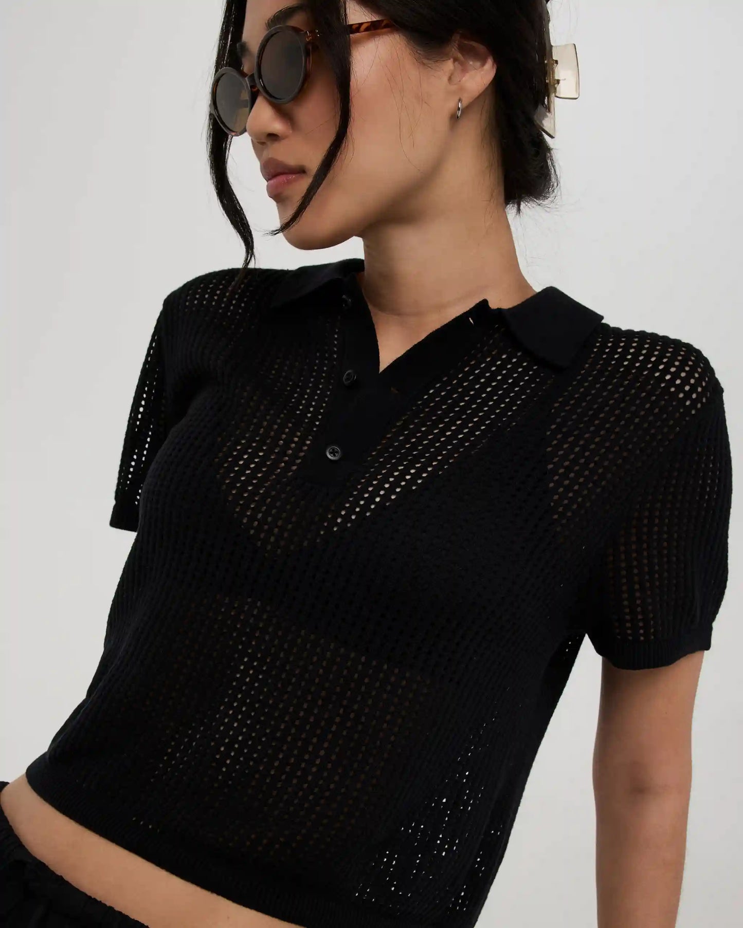 Short Sleeve Knitted Mesh Polo