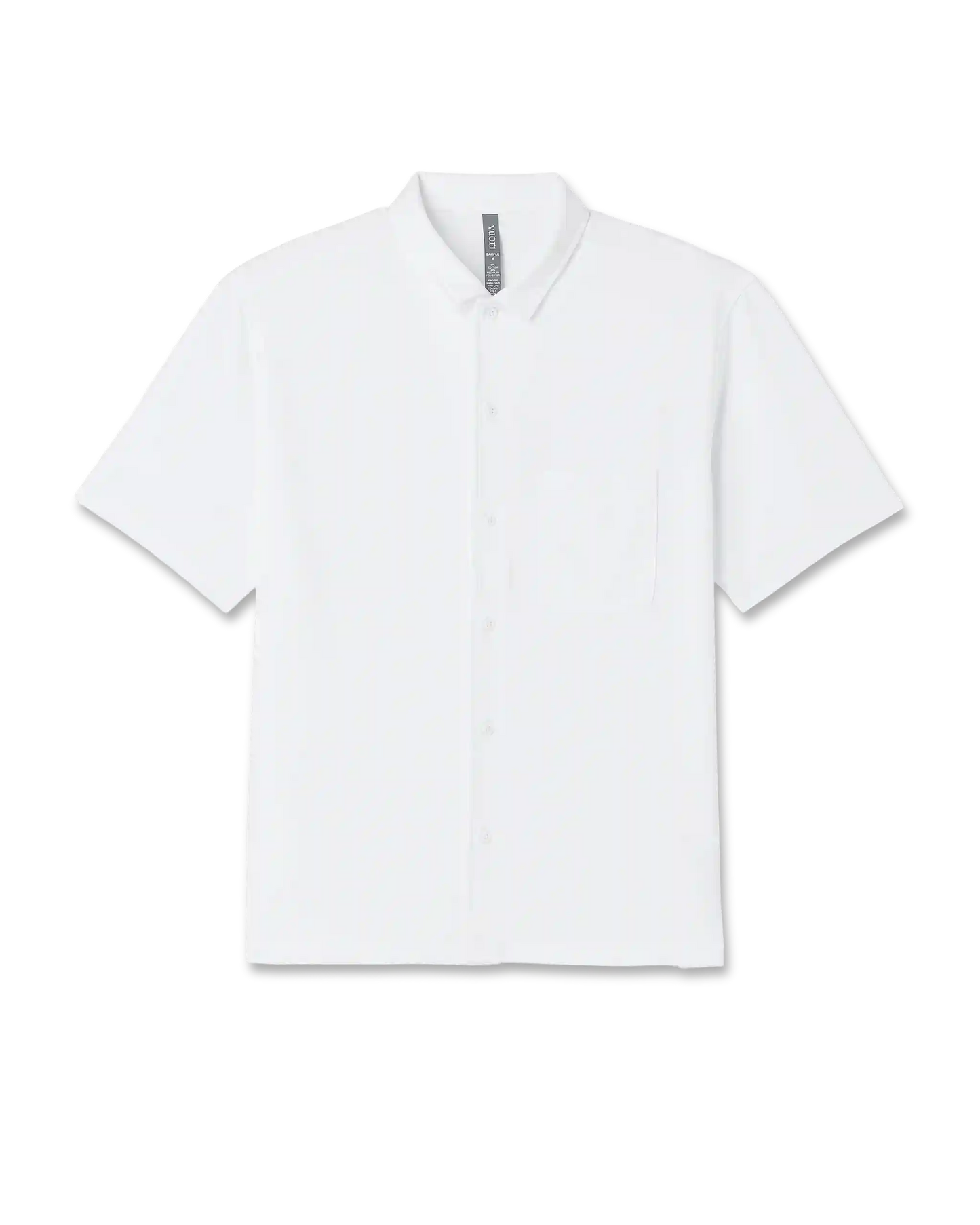 Short Sleeve Knit Oxford Camp Collar Button Down
