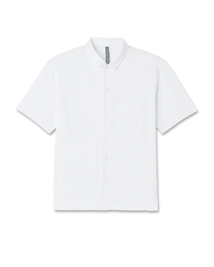 Short Sleeve Knit Oxford Camp Collar Button Down