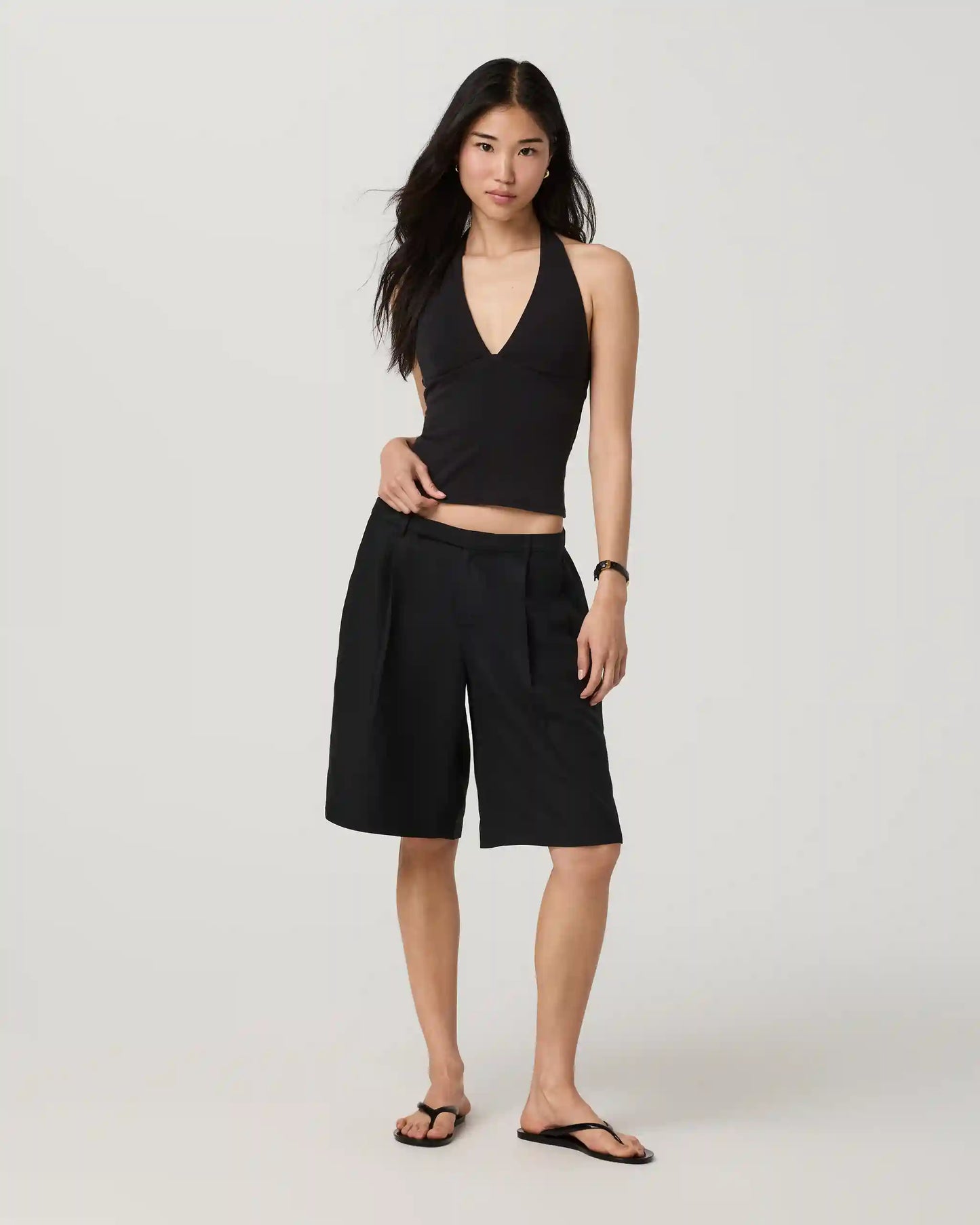 Everyday Cotton Stretch Plunge Halter