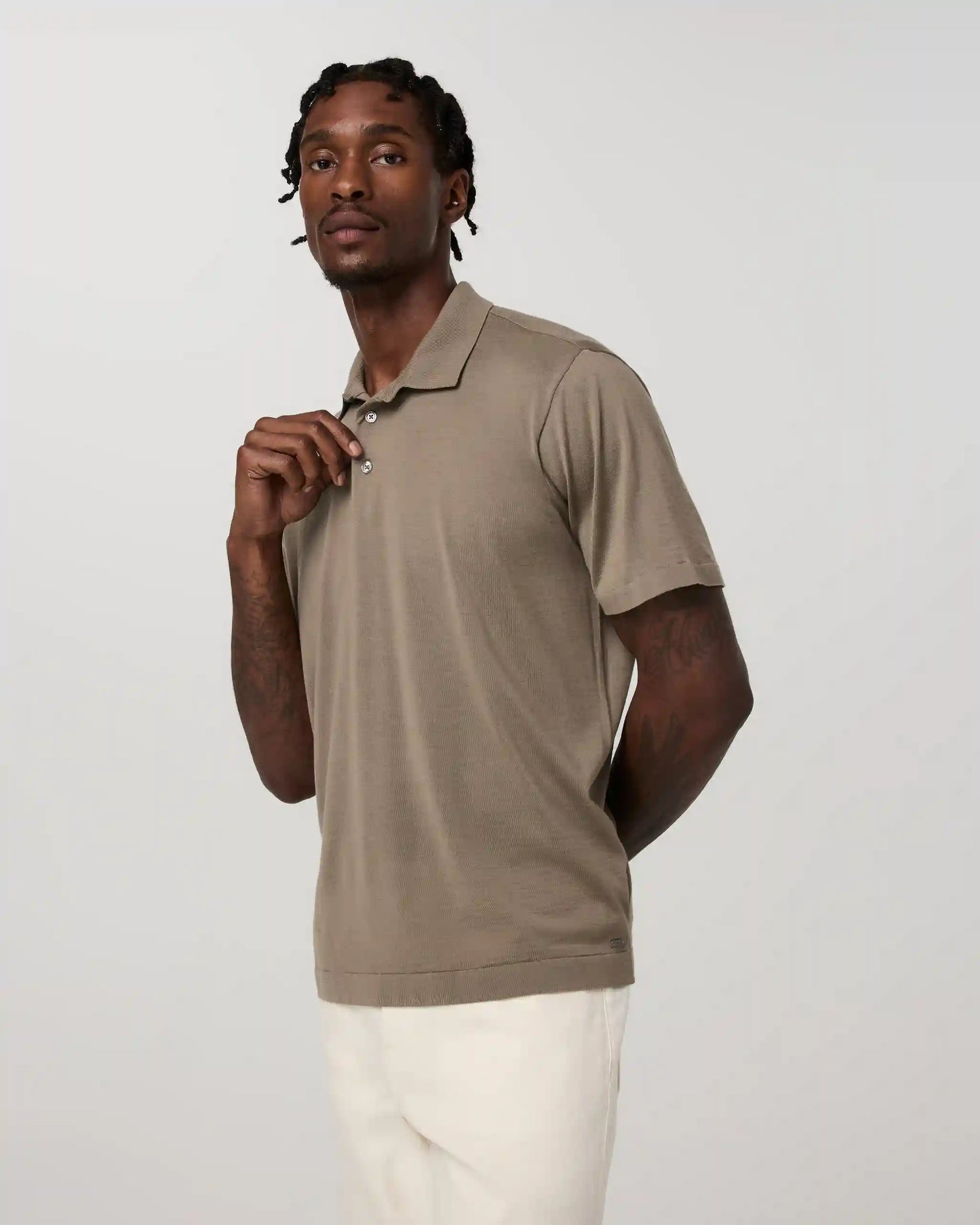Short Sleeve Merino Wool Sweater Polo